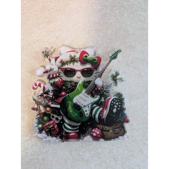 Hello Kitty 2D Acrylic Christmas Tree Ornament Cute Musical Guitar Design Lot 3 - Picture 4 of 5